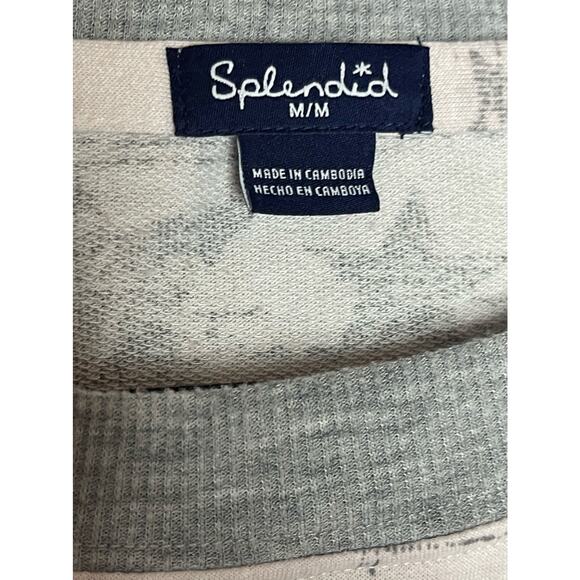 Splendid Long Sleeve Light Pink Grey Stars Print Pullover Sweatshirt Size M - Picture 4 of 5